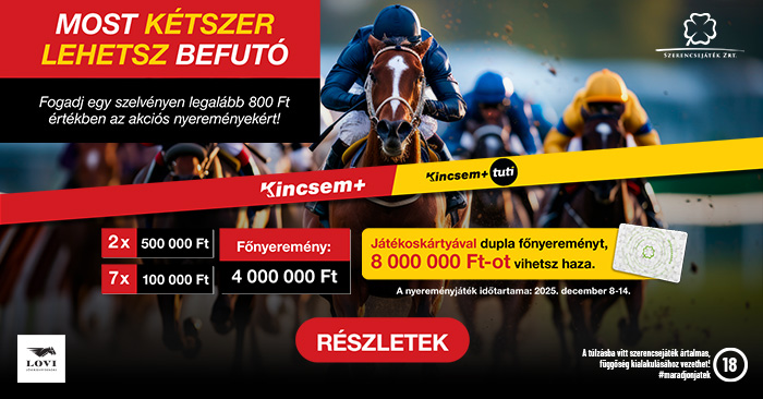 Most kétszer lehetsz befutó. Fogadj egy szelvényben legalább 800 Ft értékben az akciós nyereményekért!