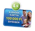 4x ajándékkártya 100000 Ft értékben