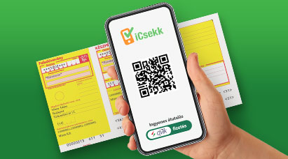 A képen a megújult iCsekk alkalmazázban skennelnek be egy QR kódot